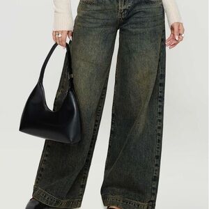 Princess Polly Olive Wide-Leg Jeans